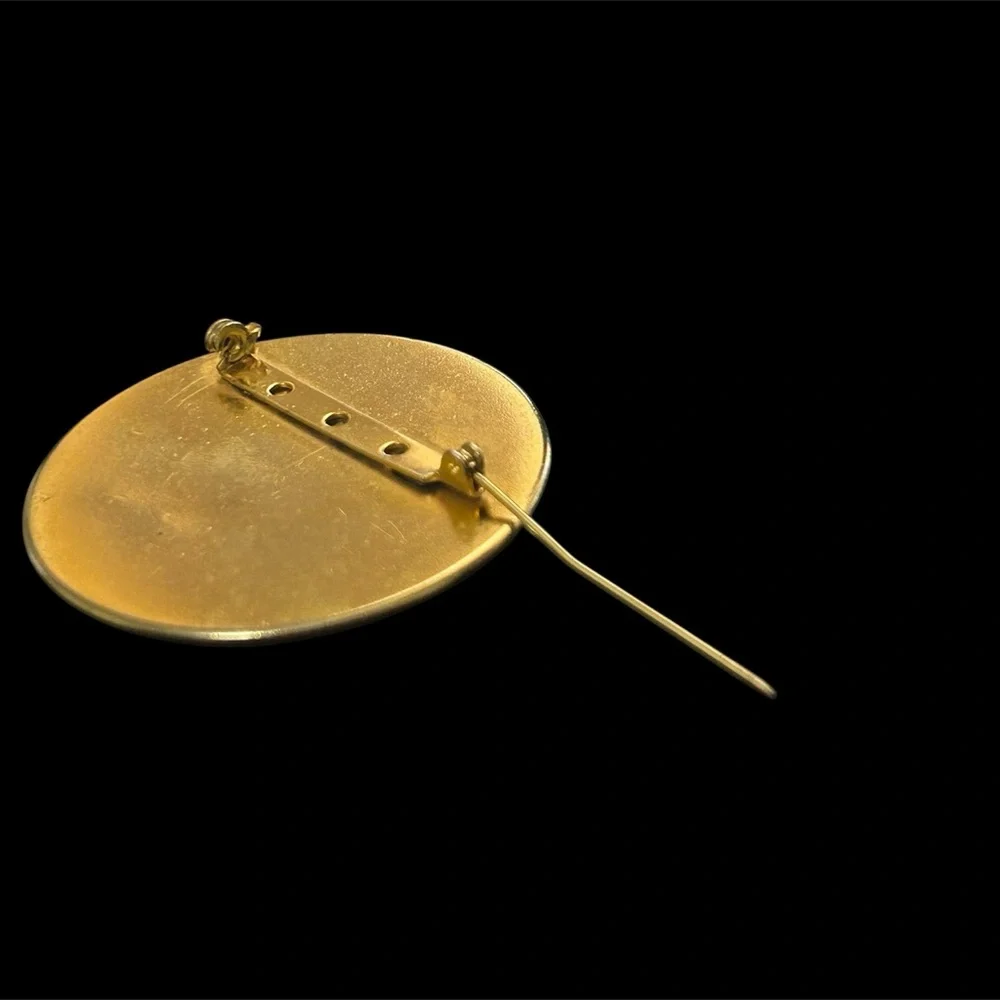 Vintage Gold Tone Genuine Hair-on-Hide Leopard Print Statement Brooch - Picture 5 of 8
